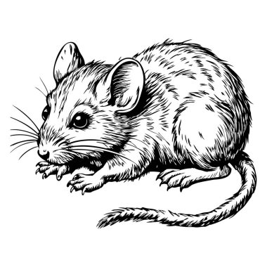 Kıvrık kuyruklu ve gölgeli kürk desenli bir fare uzanır