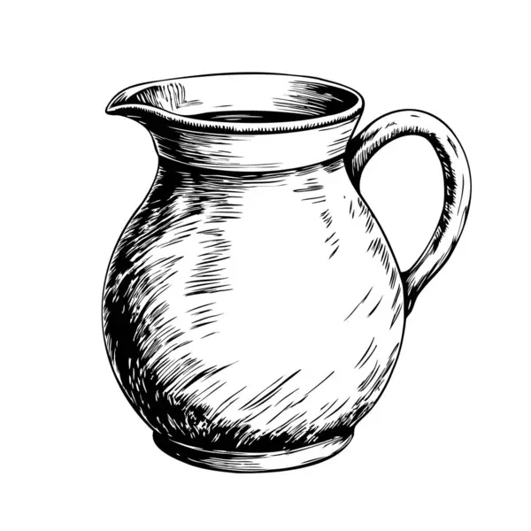 El yapımı seramik süt sürahisi.