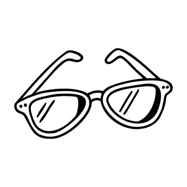 Yuvarlak lensli ve kalın çerçeveli siyah beyaz bir gözlük çizimi..