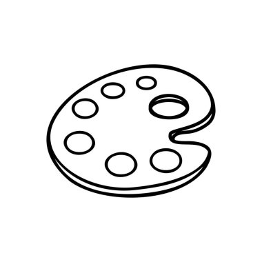 Renkleri karıştırmak için tasarlanmış birkaç boya kuyusu olan bir sanatçı paleti. Palet beyazdır ve klasik şekillidir. Resim faaliyetleri için idealdir..