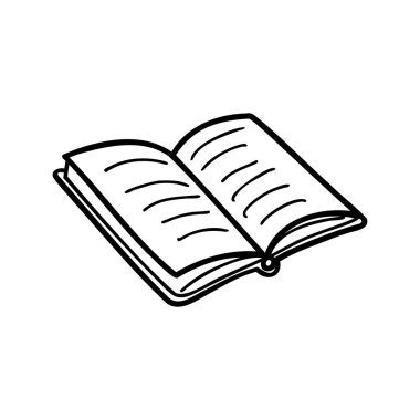 Boş sayfaları olan, basit ve minimalist bir tasarımı olan açık bir kitap. Eğitim veya edebi temalar için ideal.