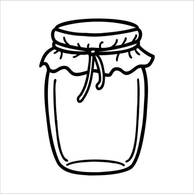 Elle çizilmiş kumaş kaplı boş cam kavanoz.