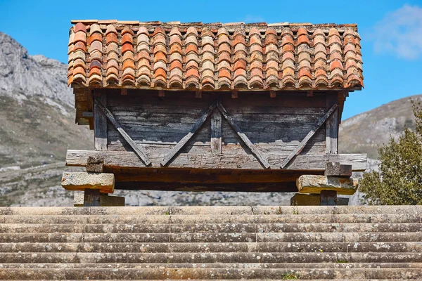 卡斯蒂利亚和里昂的传统粮仓建筑 农村的西班牙景观 — 图库照片