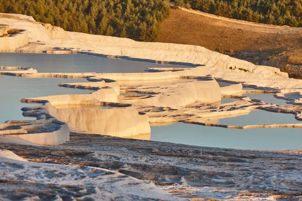 Pamukkale White Mineral Limestone Natural Pool Geology Landmark Turkey — Stok fotoğraf