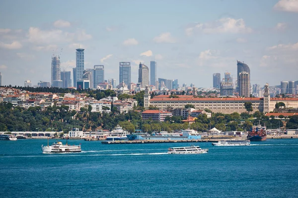 Maritime traffic vessels at the Bosphorus strait in Istanbul. Turkey