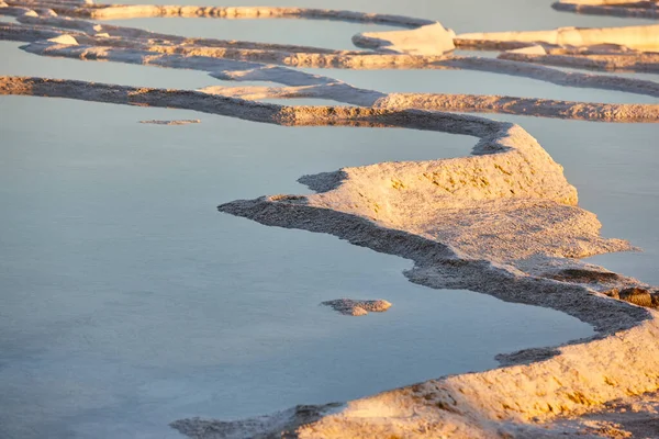Pamukkale White Mineral Limestone Natural Pool Geology Landmark Turkey — Stok fotoğraf