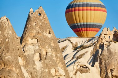 Balloons in love valley, Cappadocia. Spectacular flight in Goreme. Turkey