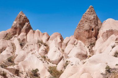 Rose valley view. Picturesque rock formation. Cappadocia landmark, Turkey