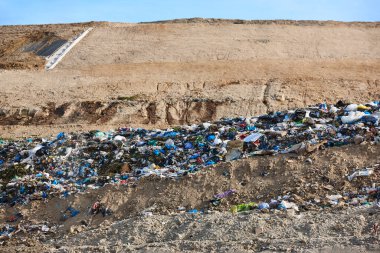 Açık hava çöplüğü. Plastik kirliliği. Çöpleri geri dönüştürüyorum. Tüketim
