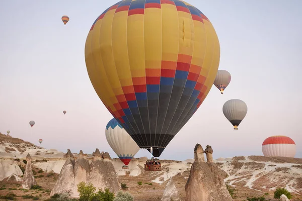 Balloons Rose Valley Cappadocia Spectacular Flight Goreme Turkey — Foto Stock