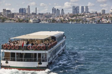 Maritime traffic vessels at the Bosphorus strait in Istanbul. Turkey