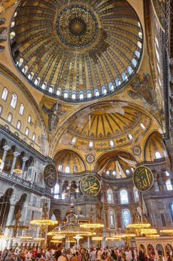 Santa Sofia mosque indoor. Historic landmark place in Istanbul. Turkey