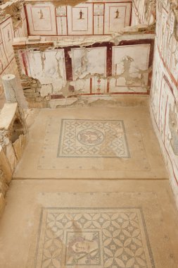 Ephesus archeological site. Terrace houses interior. Reconstruction works. Turkey