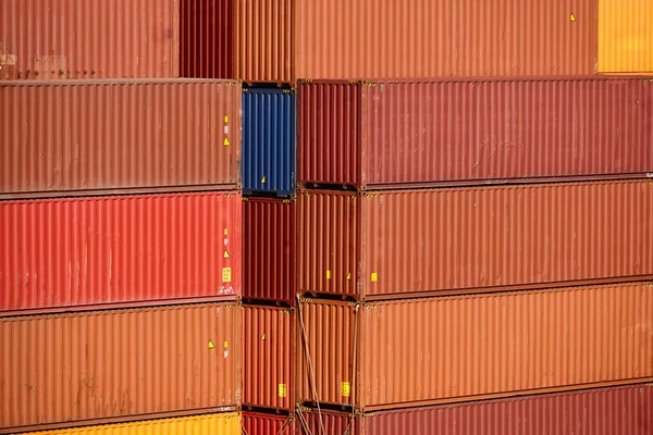 Containers stacked on a harbor. Transport industry. Global economy