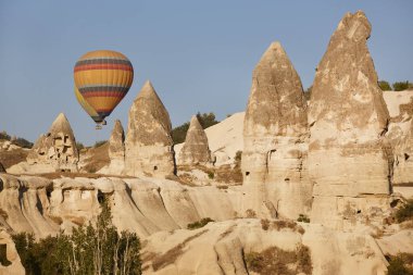 Balloons in love valley, Cappadocia. Spectacular flight in Goreme. Turkey