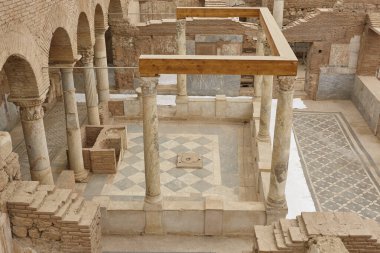 Ephesus archeological site. Terrace houses interior. Reconstruction works. Turkey