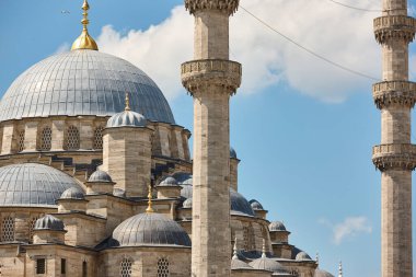 New mosque with huge minaret in Istanbul city center. Turkey
