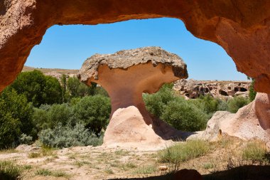 Touristic picturesque rock formation in Gulsehir. Cappadocia, Turkey