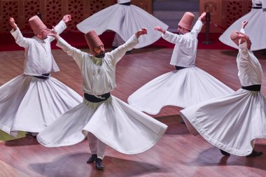 Dervish spirituality traditional ceremony in Mevlana culture center. Konya, Turkey