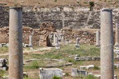 Archeological site of Aphrodisias. Amphitheatre. Hellenistic and roman art. Turkey