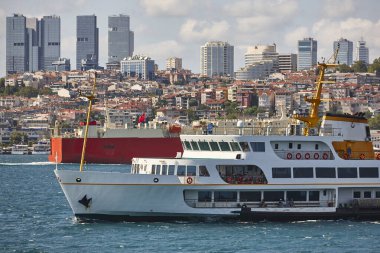 Maritime traffic vessels at the Bosphorus strait in Istanbul. Turkey
