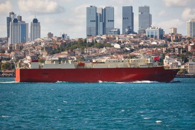 Maritime traffic vessels at the Bosphorus strait in Istanbul. Turkey