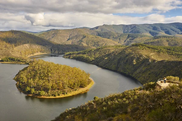 Melero Meander Mountain River Landscape Extremadura Spain — Stock Photo, Image