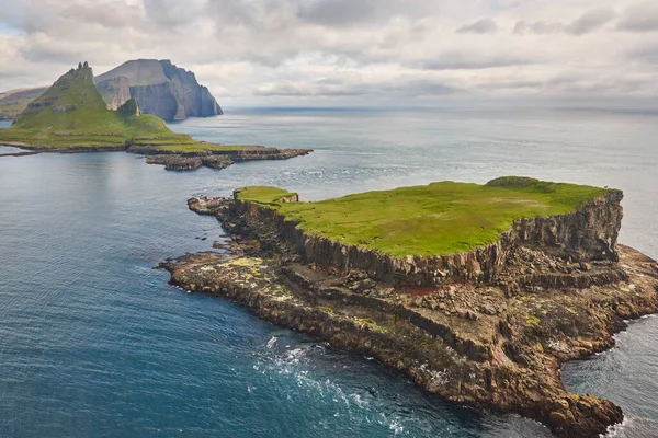 Ilhas Faroé Costa Dramática Vista Helicóptero Área Vagar — Fotografia de Stock