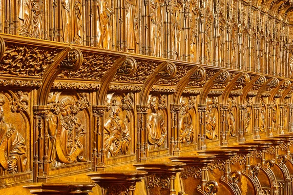 Interiér Katedrály Zamoře Náboženský Dřevěný Sbor Stánky Španělsko — Stock fotografie