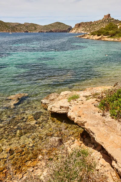 Cabrera Adası Kıyı Şeridindeki Turkuaz Sular Balear Adaları Spanya — Stok fotoğraf