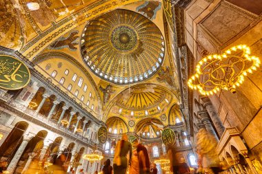 Santa Sofia mosque indoor. Historic landmark place in Istanbul. Turkey