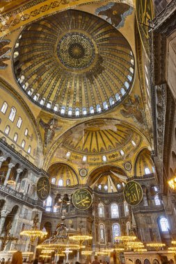 Santa Sofia mosque indoor. Historic landmark place in Istanbul. Turkey