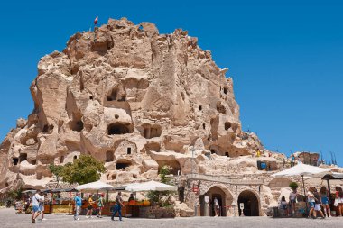 Usichar castle caved in rock. Cappadocia landmark in Turkey