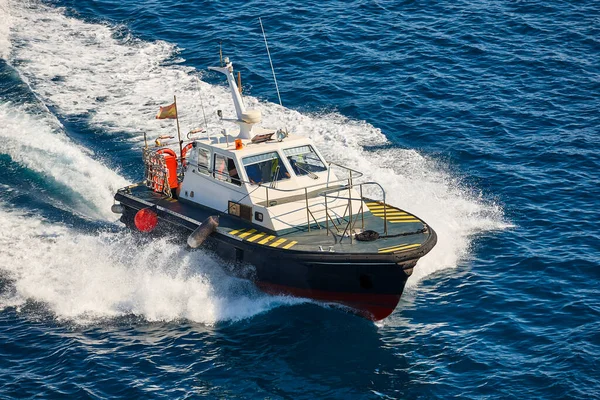 stock image Pilot vessel operating on the sea. Harbor maritime control