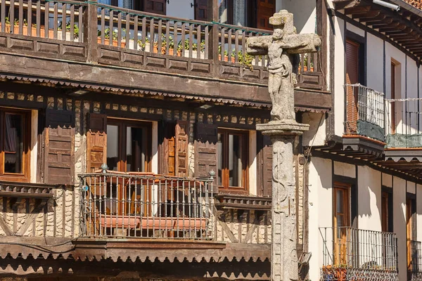 Alberca Traditioneel Middeleeuws Dorp Stenen Kruis Salamanca Spanje — Stockfoto