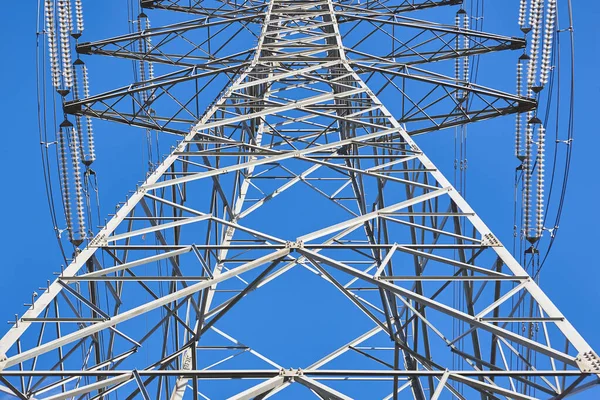 Torre Linha Eléctrica Indústria Energia Transmissão Electricidade Industrial Produção Renovável — Fotografia de Stock