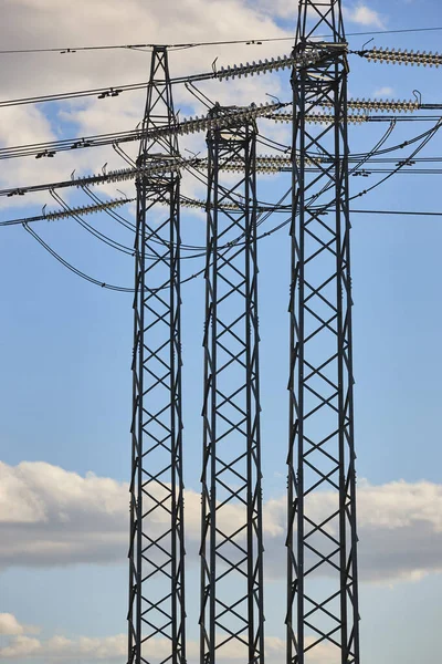 Power Line Tower Energy Industry Industrial Electricity Trasmission Renewable Production — Stock Photo, Image