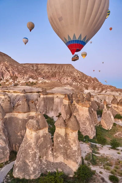 Balloons Rose Valley Cappadocia Spectacular Flight Goreme Turkey — Stockfoto