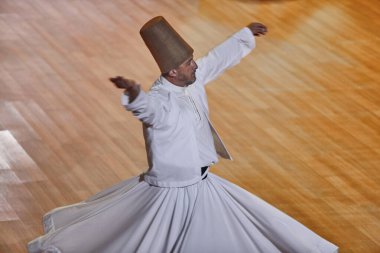 Dervish spirituality traditional ceremony in Mevlana culture center. Konya, Turkey