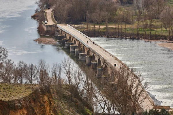 Ponte Pietra Del Fiume Duero Nella Città Toro Zamora Spagna — Foto Stock