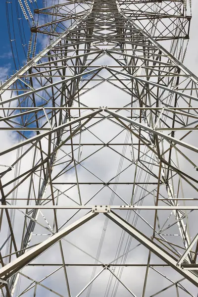 Power Line Tower Energy Industry Industrial Electricity Trasmission Renewable Production — Stock Photo, Image