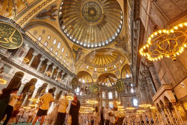 Santa Sofia mosque indoor. Historic landmark place in Istanbul. Turkey