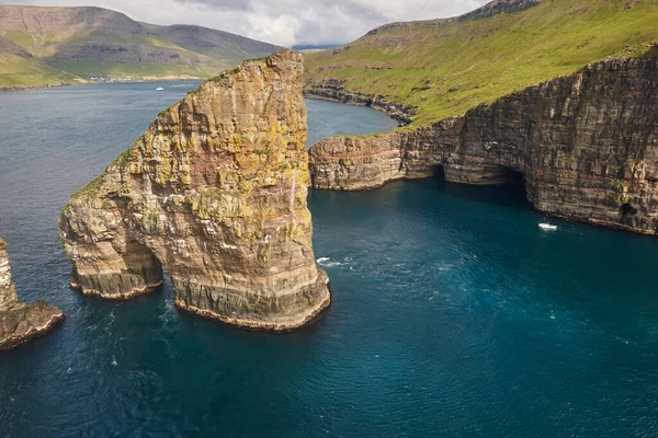 Faroe Islands Dramatic Coastline Viewed Helicopter Vagar Area — Stock Photo, Image