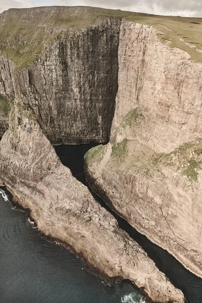 Îles Féroé Côte Spectaculaire Vue Hélicoptère Région Vagar — Photo