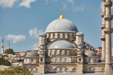 Süleyman Camii. İstanbul 'da kubbeler ve minareler. Türk simgesi 