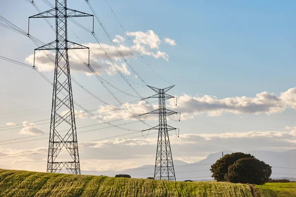 stock image Power lines. Energy industry. Industrial electricity transmission. Renewable production