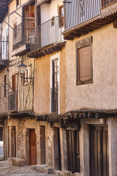 Alberca Fachadas Rústicas Tradicionais Aldeia Medieval Salamanca Espanha — Fotografia de Stock