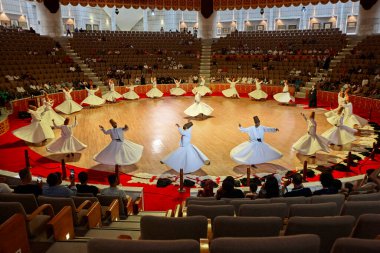 Dervish spirituality traditional ceremony in Mevlana culture center. Konya, Turkey