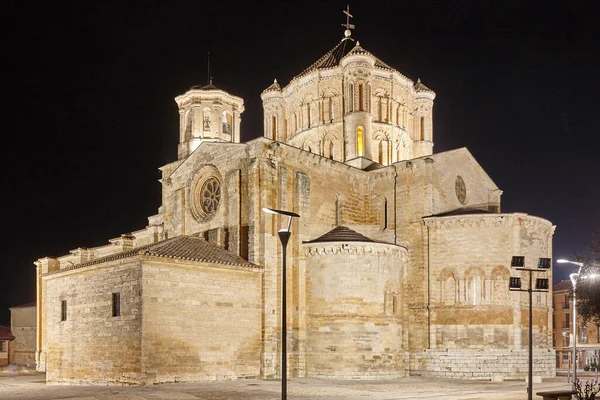 Igreja Românica Gótica Noite Colegiata Toro Zamora Espanha — Fotografia de Stock