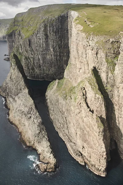 Færøerne Dramatisk Kystlinje Set Fra Helikopter Vagar Området - Stock-foto